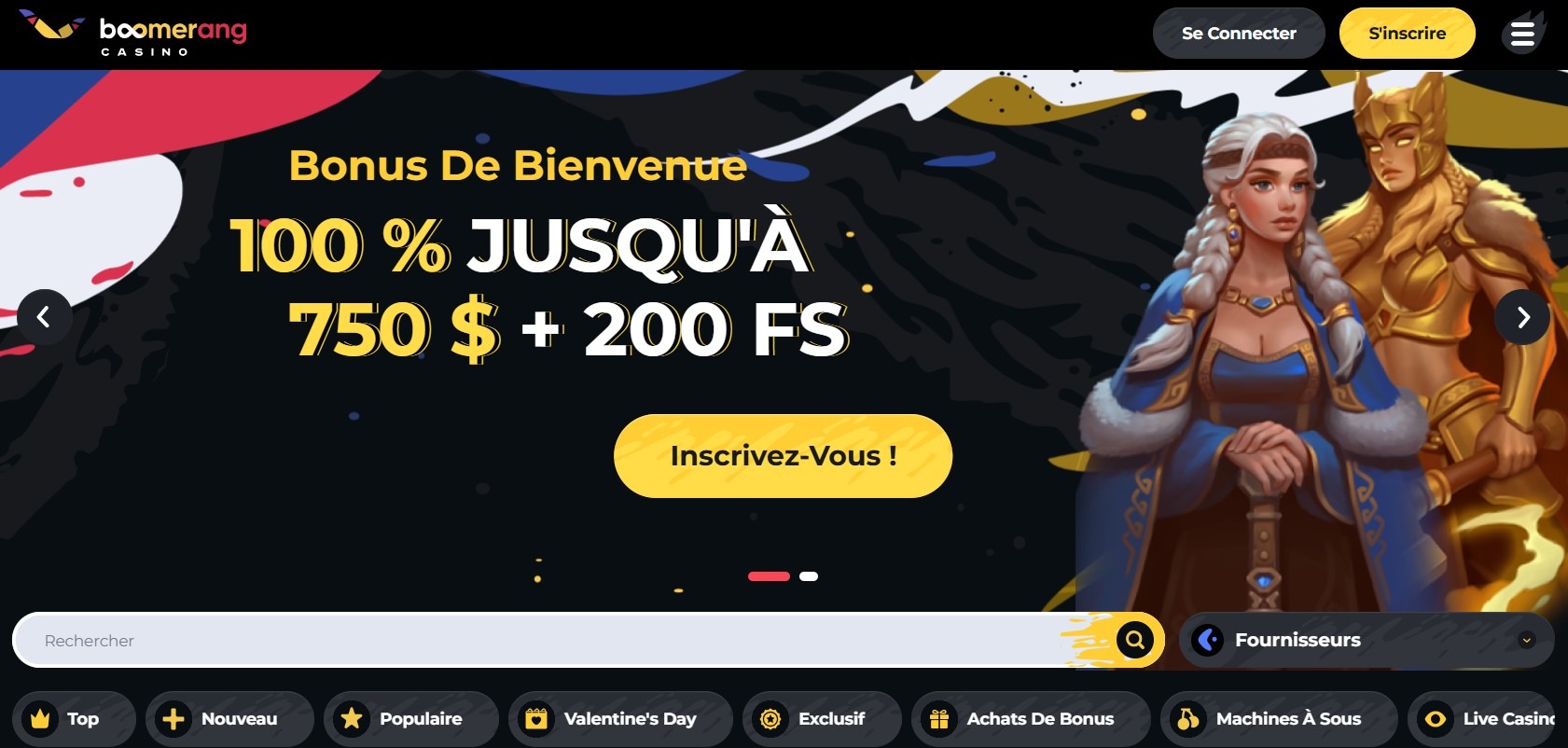 Boomerang Casino accueil