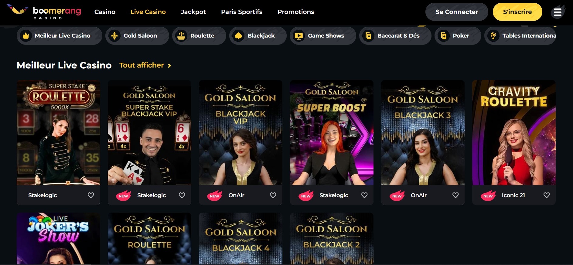 Boomerang Casino en direct