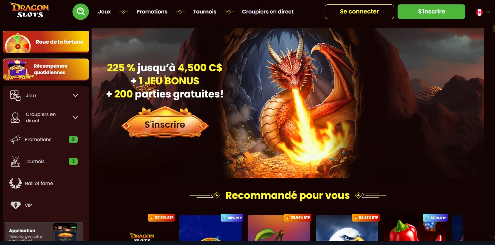 Dragonslots accueil mobile